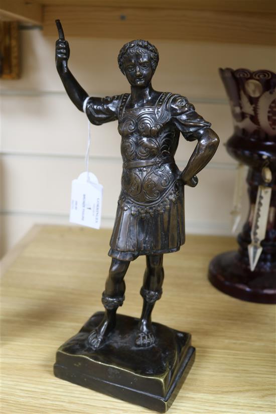 A bronze of a Roman emperor height 29.5cm